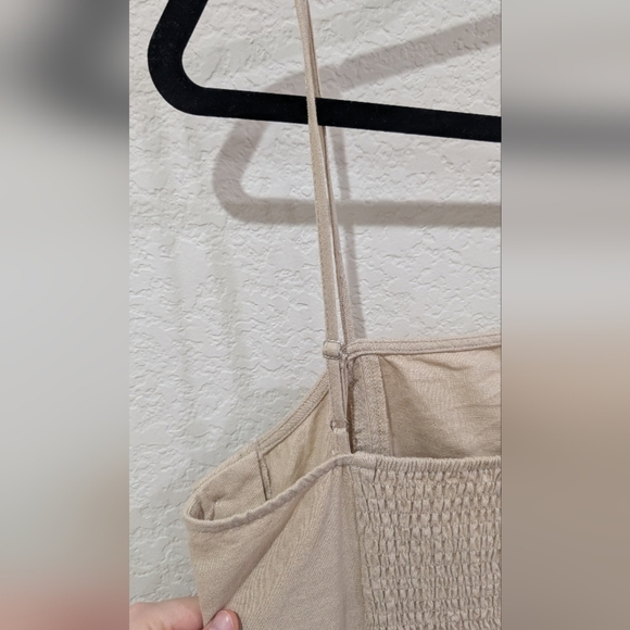 Promesa Beige Wideleg Cotton Jumpsuit with Button And Waist belt Detail - Picture 6 of 10